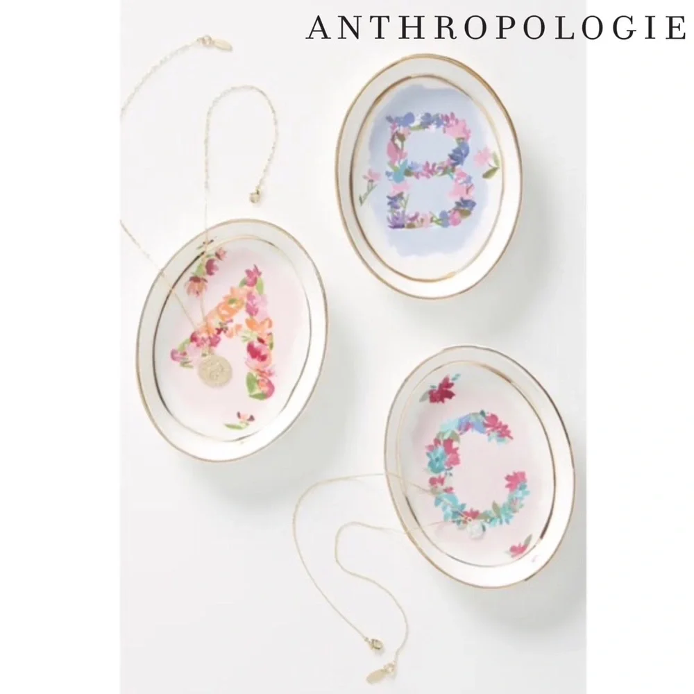 Anthropologie Kiana Mosley Monogram Trinket Dish